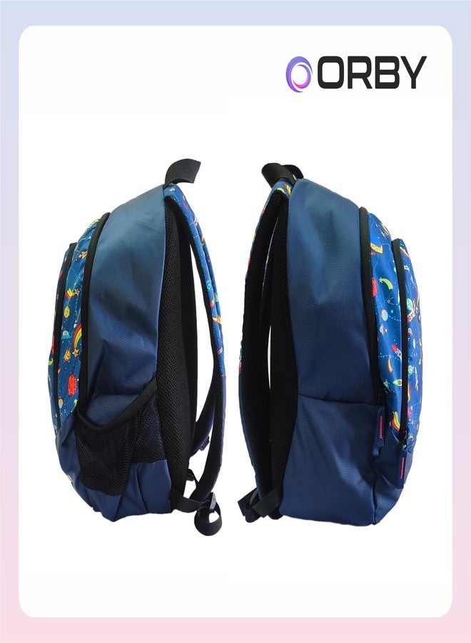 ORBY حقائب مدرسية مطبوعة من أوربي، لون أزرق مجرة - حقيبة مدرسية زرقاء نابضة بالحياة بتصميم كوني | واسعة ومتينة | مثالية للاستخدام اليومي للأطفال - Image 5
